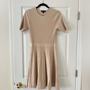 Ann Taylor Beige Ribbed Midi Dress